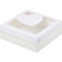 Коробка для зефира 20х20х7 c сердечком белая
